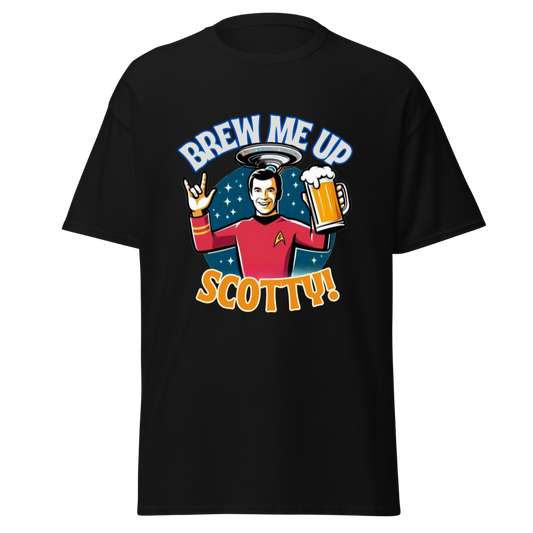 Front view of a Black Brew Me Up Beer T-Shirt - 160gm - Malted Merch