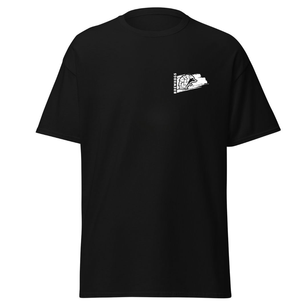Front view of the Special Edition Brewhogs Classic Logo Beer T-Shirt with left chest print - 160gm - Malted Merch