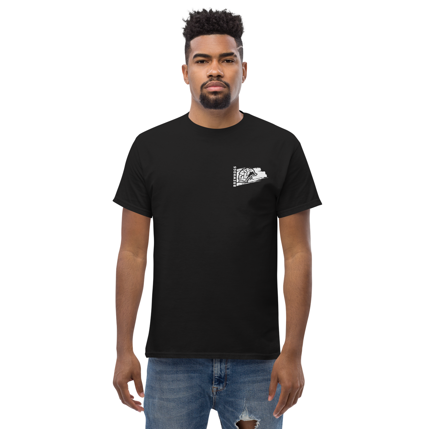 Man wearing Brewhogs Classic Logo Brewery Beer T-Shirt - 160gm - 100% Cotton - Malted Merch